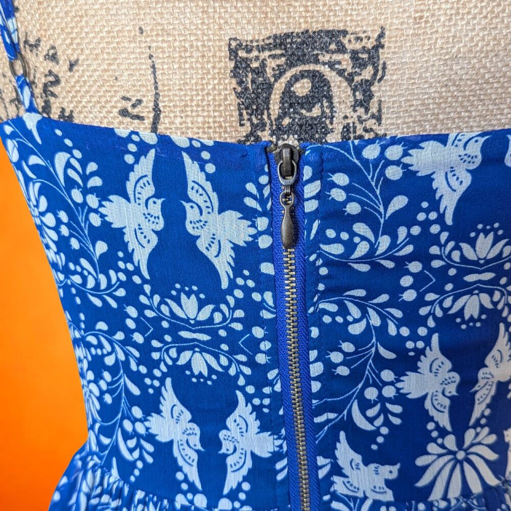 Boho Blue & White Floral Maxi Dress - Picture 5 of 7